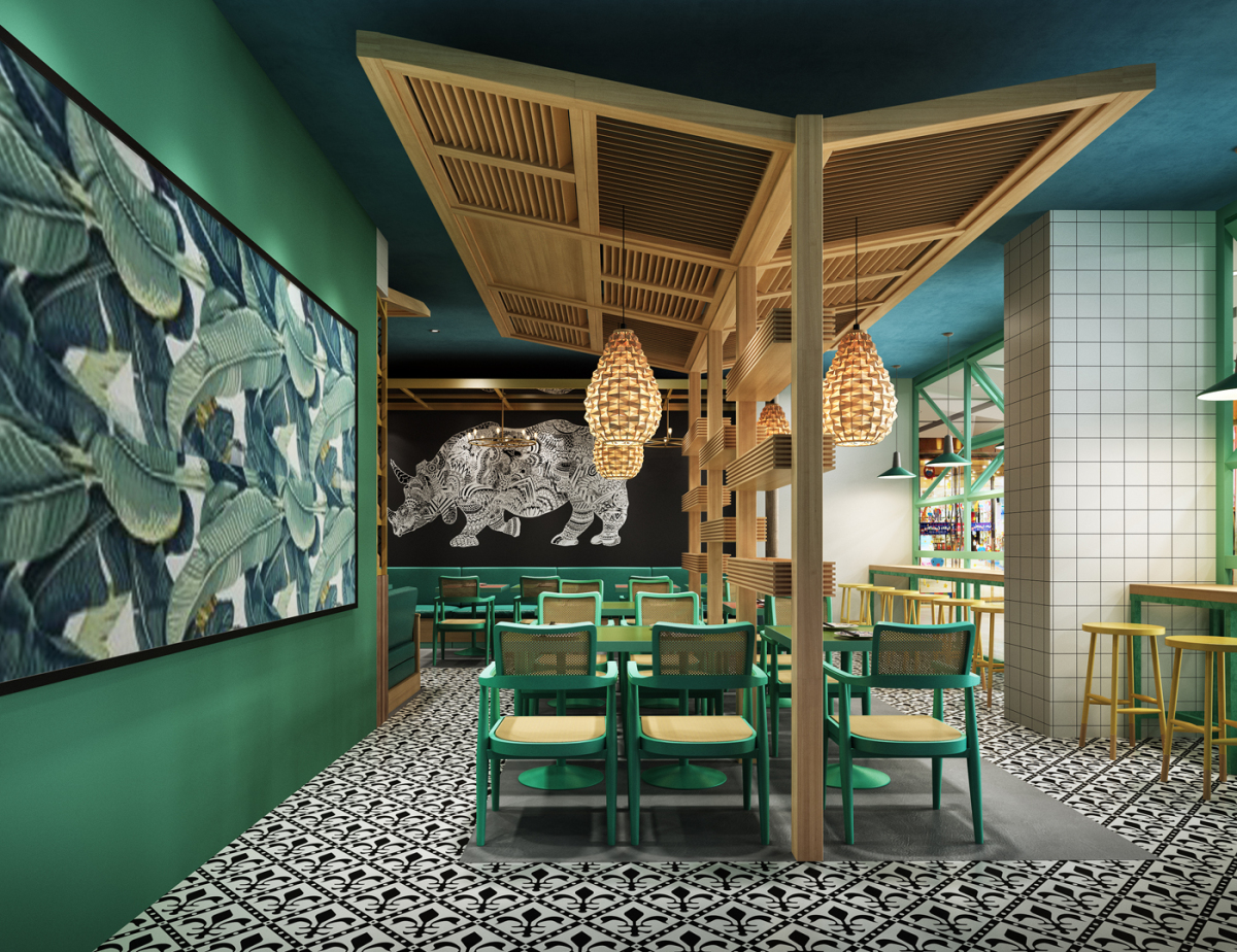 美式客餐厅绿色 1992效果图|空间|室内设计|张美丽效果图 - 原创作品 - 站酷 (ZCOOL)