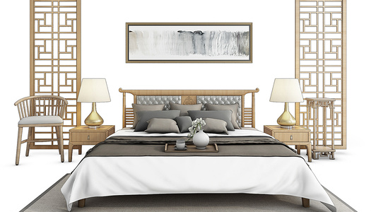 H08-1022中式床装饰组合