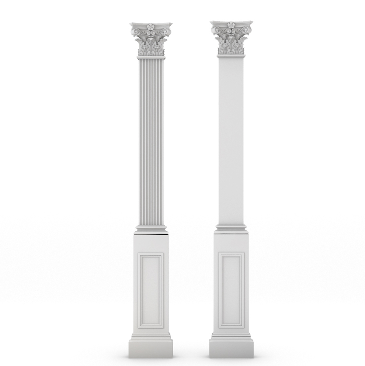 欧式法式罗马柱柱头柱基 (1) - 草图大师模型