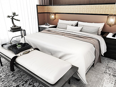 60新中式双人床卧室