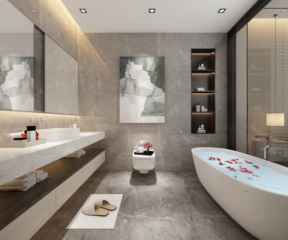 现代大户型卫生间浴缸-上海装潢网