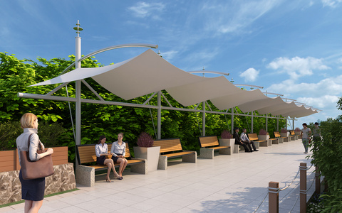 现代公园，遮阳棚，