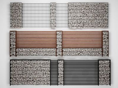  现代铁丝网，石材院墙 