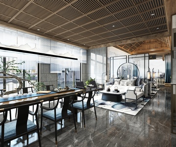 新中式，洽谈区，客厅茶桌椅，沙发