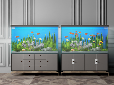 新中式水族鱼缸，