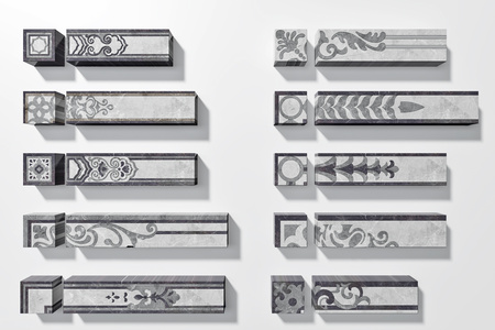 大理石腰线边线波打线，圈边大理石石材拼花