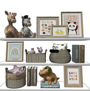 现代儿童玩具摆件，儿童房陈设，隔板摆件