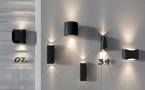 现代金属户外壁灯组合