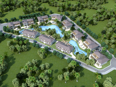 东南亚酒店度假酒店鸟瞰规划