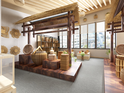 现代民宿乡村民俗土特产竹子展厅
