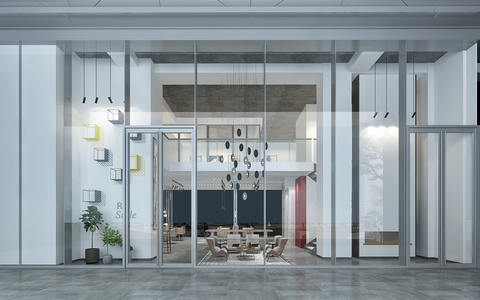 现代复式理发店门头，理发区 (1)