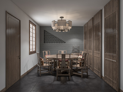 02新中式包厢，包间，圆形餐桌