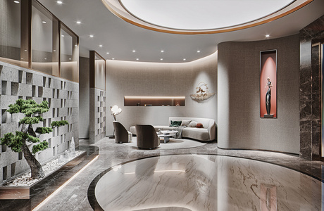 新中式酒店会所大厅服务台