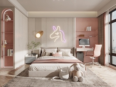 现代女孩儿童房