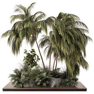 绿植灌木池 公共椅