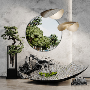 新中式禅意植物盆栽景观小品