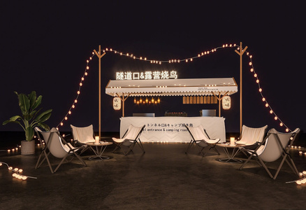 现代露天烧烤摊3D模型 