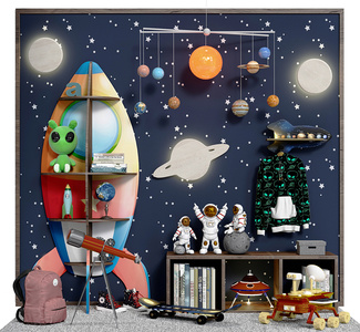 现代太空主题儿童装饰摆件3d模型