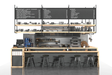 现代咖啡厅收银台操作台