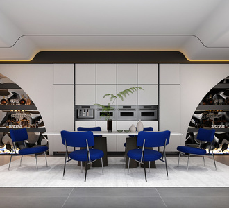 超现代酒柜 克莱因蓝 家具餐桌 餐厅