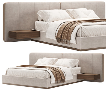 Laskasas 现代布艺双人床3d模型