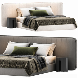 delavega  现代布艺双人床3d模型