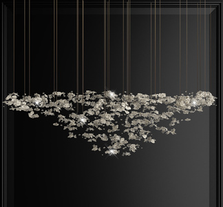 现代大型雪花装饰水晶吊灯su模型 