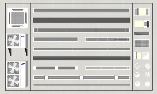 现代空调出风口，换气扇，暖风机，浴霸SU模型