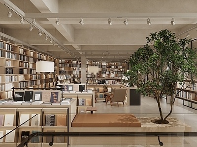 现代书吧图书馆，书店，阅读区，