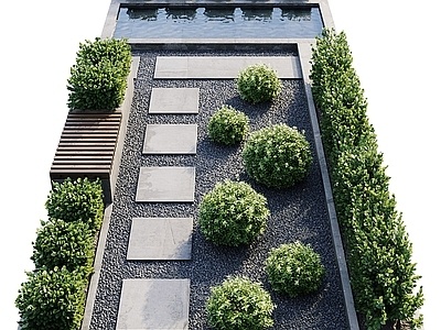  灌木 石子，植物球3d模型