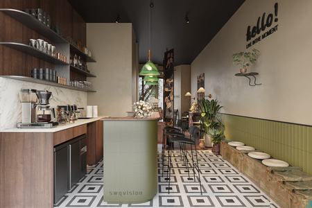  现代中古风咖啡厅 