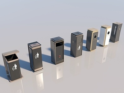 现代垃圾桶，办公垃圾桶SU模型