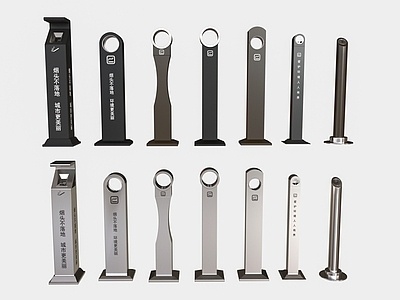 现代垃圾桶，灭烟柱SU模型