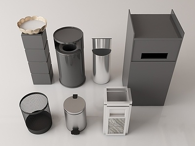 现代垃圾桶SU模型