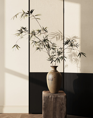 中古风绿植花艺摆件SU模型