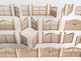 现代庭院门组合SU模型