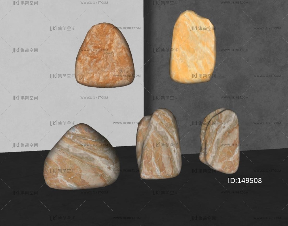 现代新中式石头景观灯SU模型
