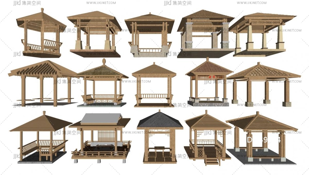 20-中式凉亭_亭子,古建凉亭，中式凉亭，户外凉亭，欧式凉亭东南亚凉亭su模型