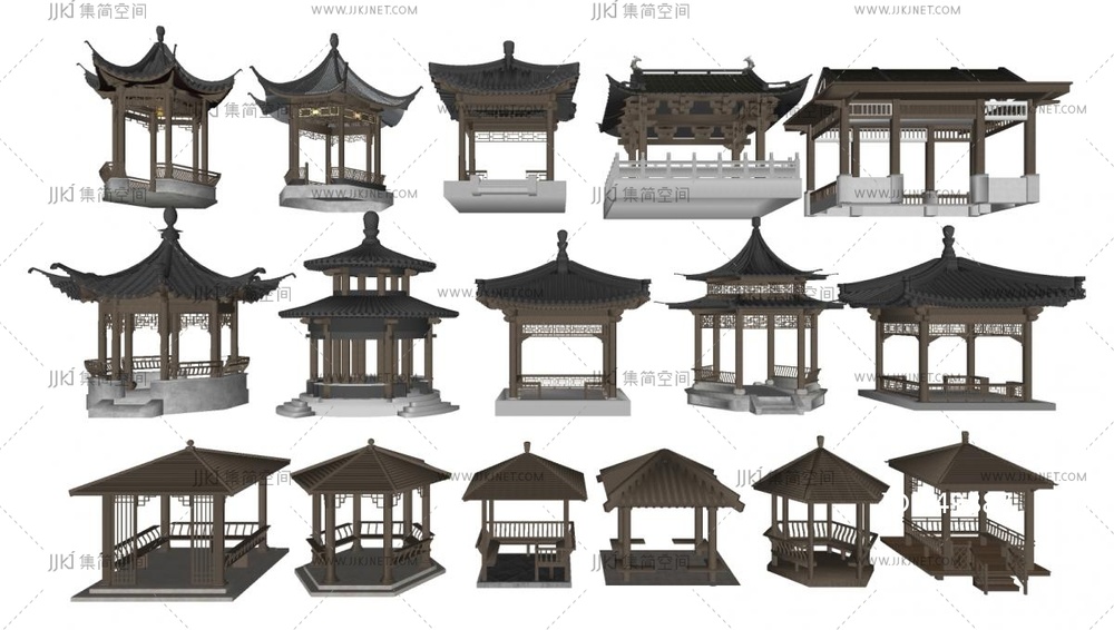 23-中式景观亭_凉亭_古建亭子_仿古亭子八角亭su模型