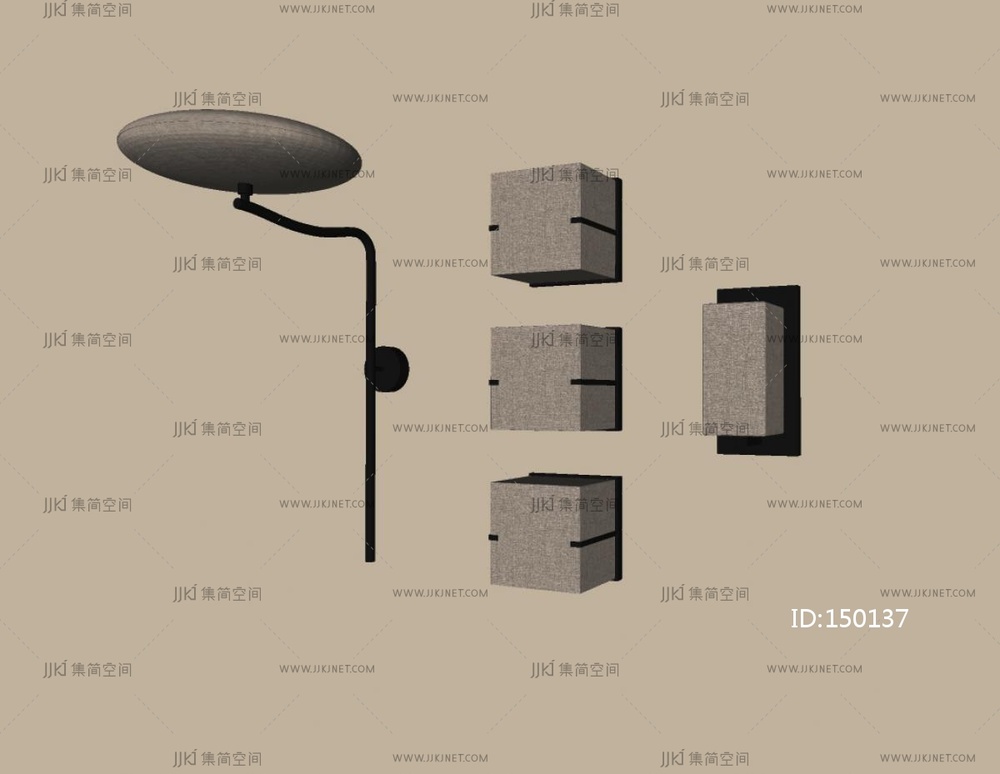 现代壁灯_金属壁灯_床头壁灯_浴室壁灯_客厅壁灯SU模型