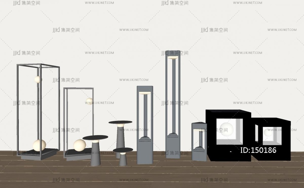 现代景观灯_现代户外草坪灯_景观灯_地灯SU模型