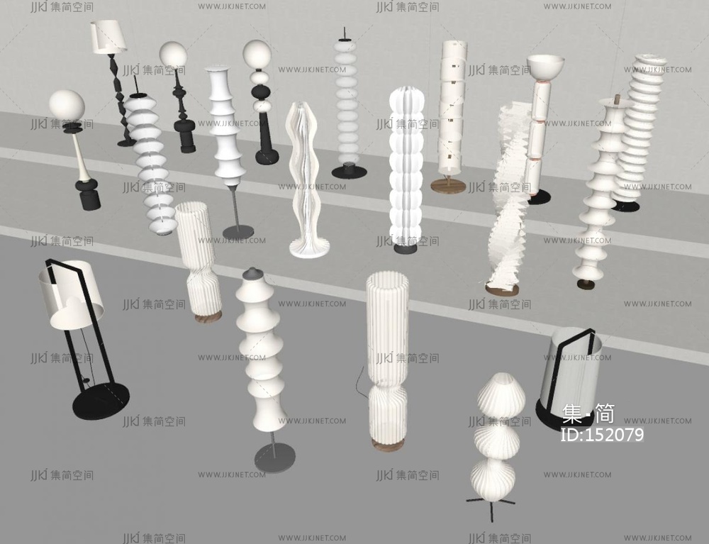 法式奶油落地灯组合SU模型