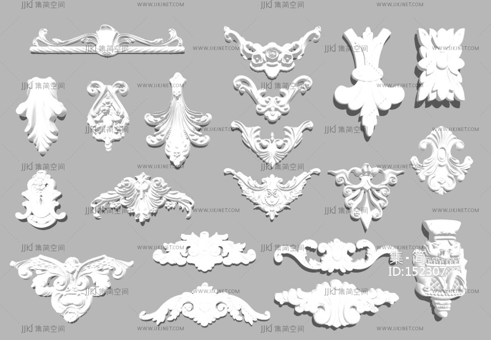 欧式线条雕花石膏造型墙饰