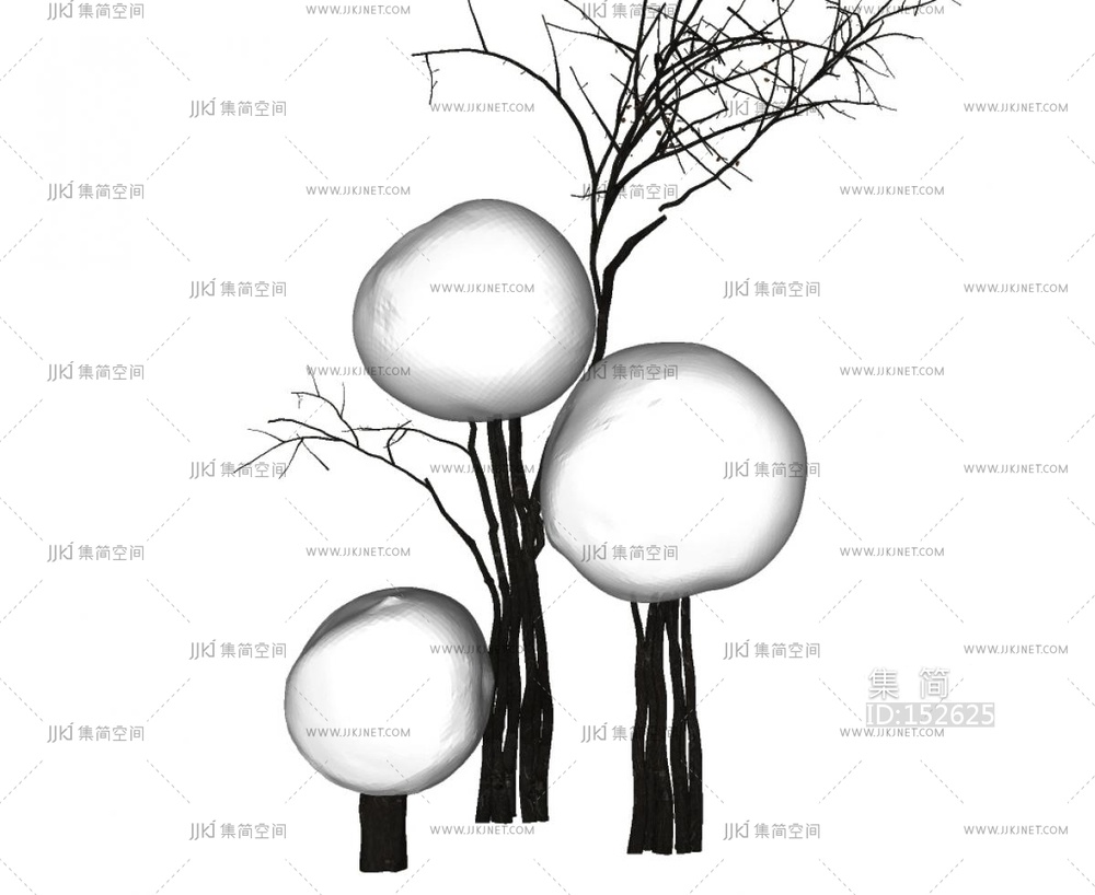 侘寂灯具组合_侘寂落地灯_落地灯_树枝灯_台灯SU模型