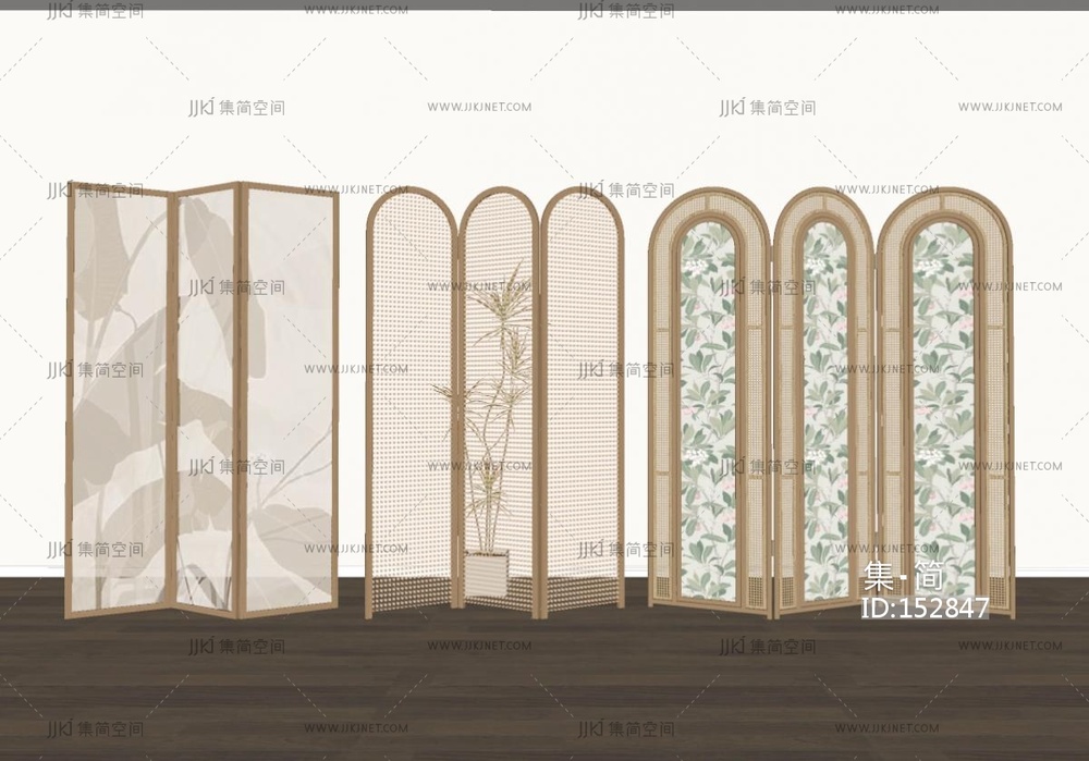 侘寂屏风_侘寂屏风隔断_折叠屏风SU模型