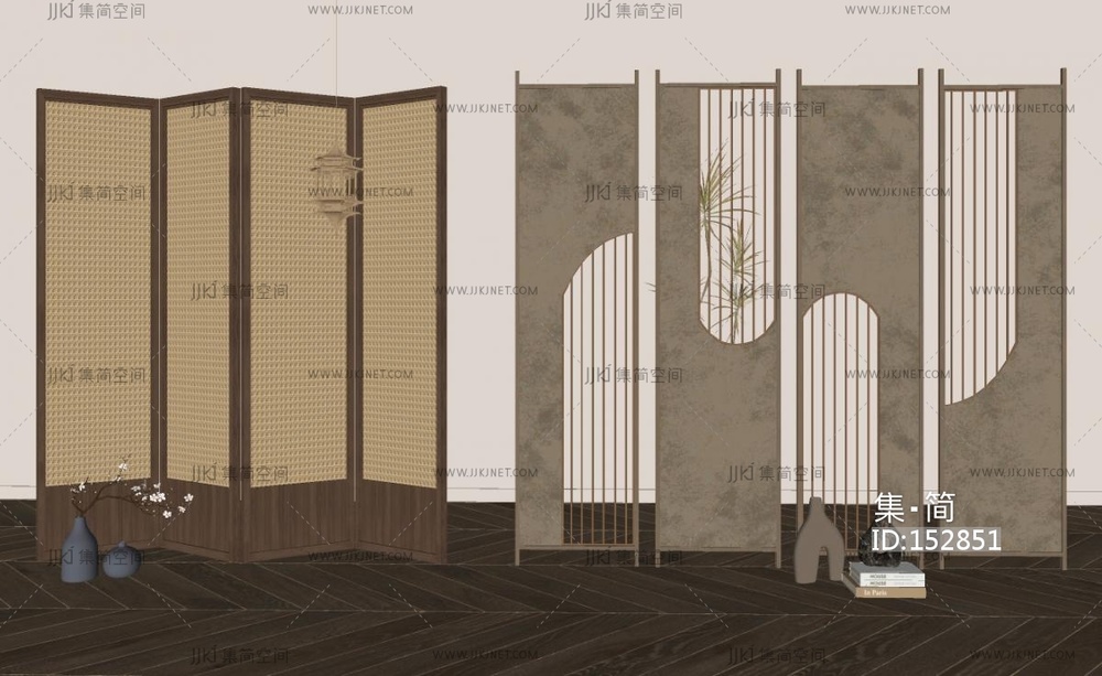 新中式侘寂屏风SU模型