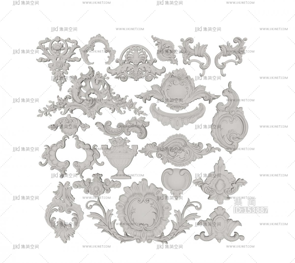 简欧雕花欧式雕花石膏SU模型