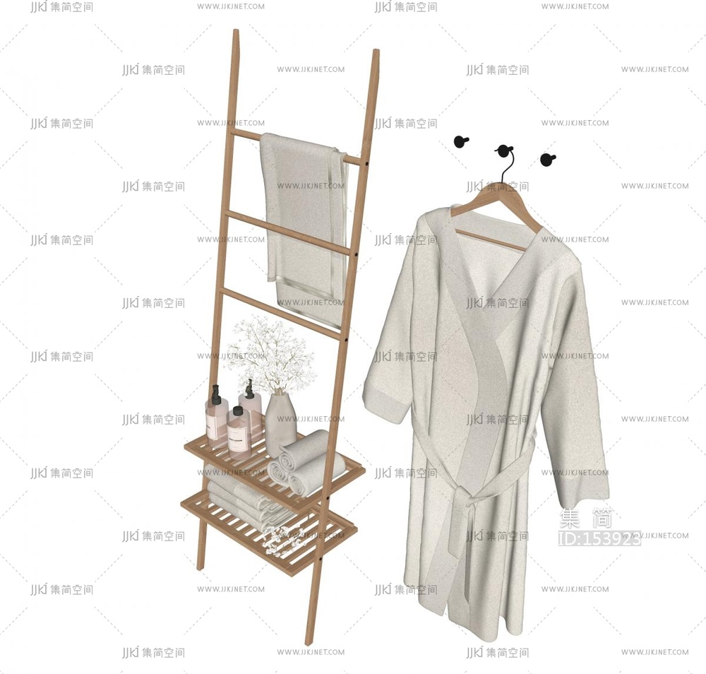 洗浴用品_毛巾_浴袍，洗漱用品卫生间用品SU模型