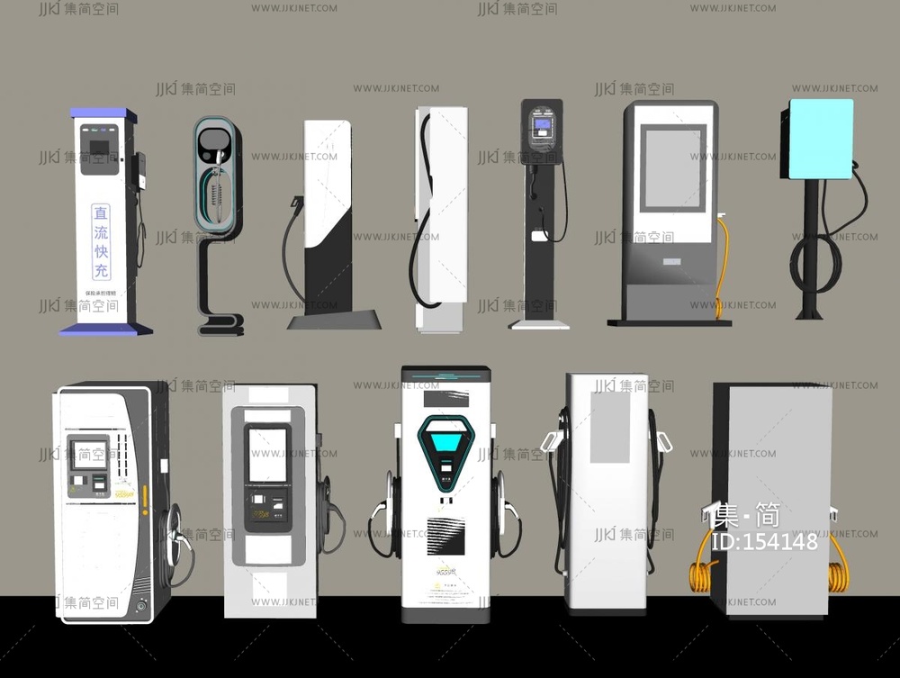 公用器材_充电桩_汽车充电桩_新能源充电桩_共享充电桩_加油站自助充电桩su模型