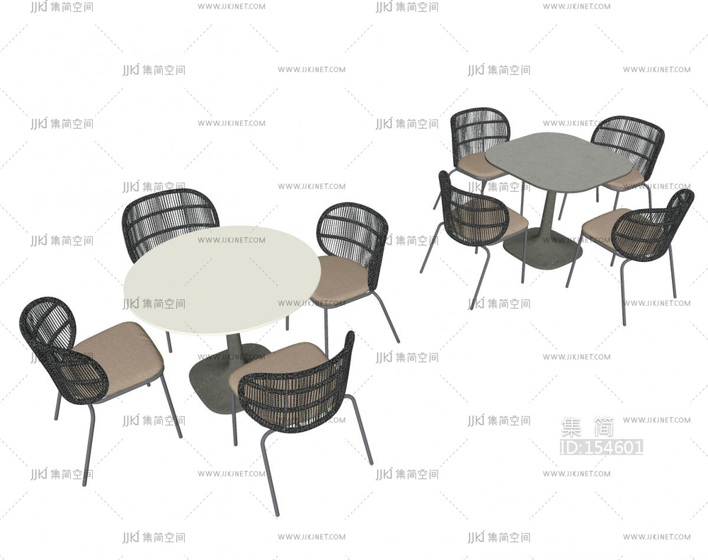 现代户外休闲桌椅组合SU模型